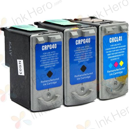 Pack de 3 Canon PG-40 & CL-41 cartuchos de tinta compatibles (Ink Hero)