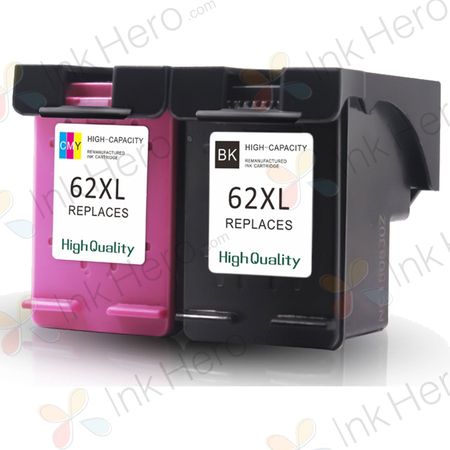 Pack de 2 HP 62XL cartuchos de tinta compatibles alta capacidad (Ink Hero)