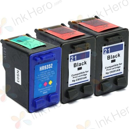 Pack de 3 HP 21 & 22 cartuchos de tinta compatibles (Ink Hero)