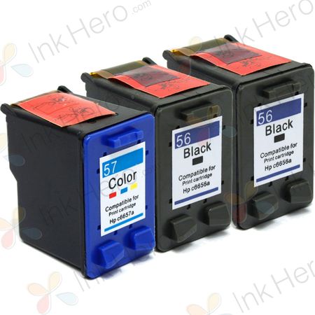 Pack de 3 HP 56 & 57 cartuchos de tinta compatibles (Ink Hero)