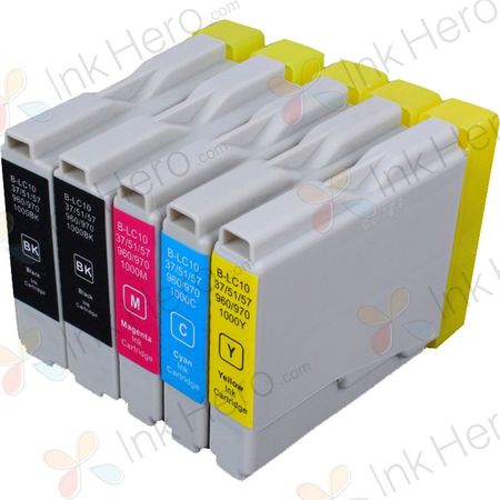 Pack de 5 Brother LC1000 cartuchos de tinta compatibles (Ink Hero)