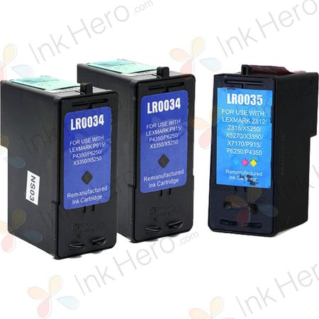 Pack de 3 Lexmark 34XL & 35XL cartuchos de tinta compatibles alta capacidad (Ink Hero)