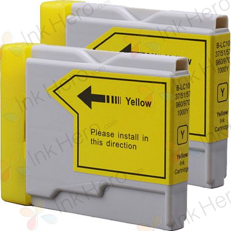 Pack de 2 Brother LC1000Y cartuchos de tinta amarillo compatibles (Ink Hero)