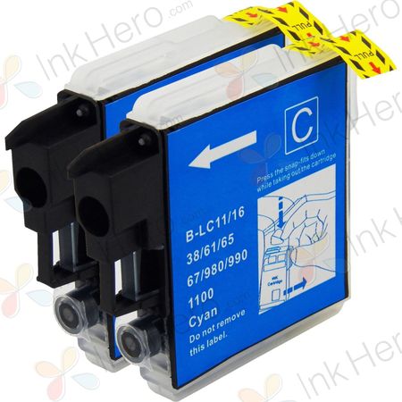 Pack de 2 Brother LC980C cartuchos de tinta compatibles cyan (Ink Hero)