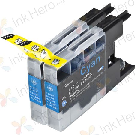 Pack de 2 Brother LC1280C cartuchos de tinta compatibles cyan extra alta capacidad (Ink Hero)