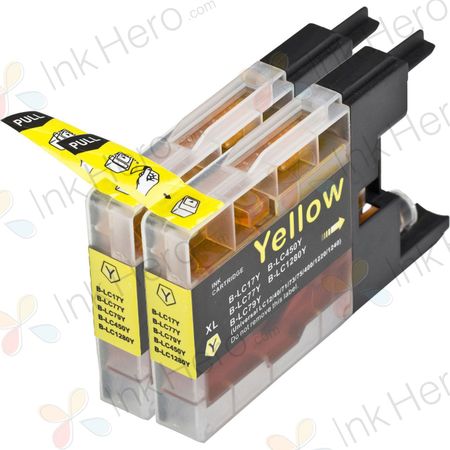 Pack de 2 Brother LC1280Y cartuchos de tinta compatibles amarillo extra alta capacidad (Ink Hero)