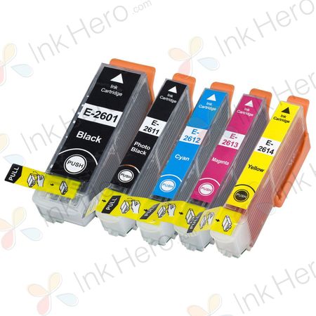 Pack de 5 Epson 26XL cartuchos de tinta compatibles alta capacidad (Ink Hero)