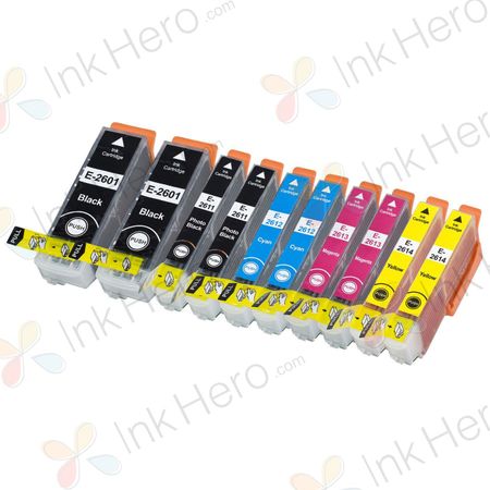 Pack de 10 Epson 26XL cartuchos de tinta compatibles alta capacidad (Ink Hero)