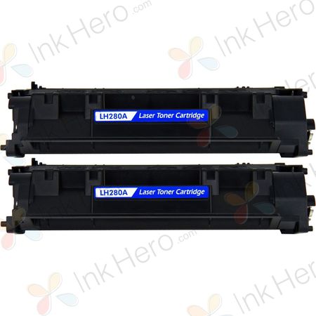 Pack de 2 HP 80A (CF280A) toner compatibles noir (Ink Hero)