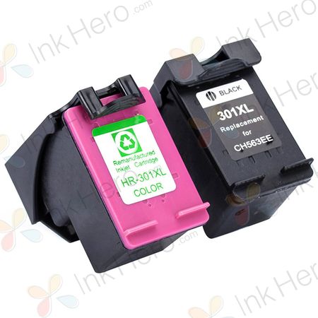 Pack de 2 HP 301XL cartuchos de tinta compatibles alta capacidad (Ink Hero)