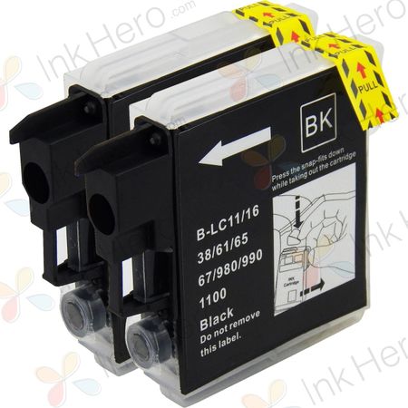 Pack de 2 Brother LC1100BK cartuchos de tinta compatibles negro (Ink Hero)