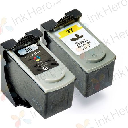 Pack de 2 Canon PG-37 & CLI-38 cartuchos de tinta compatibles (Ink Hero)