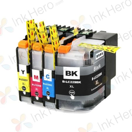 Pack de 4 Brother LC229 & LC225 cartuchos de tinta compatibles super alta capacidad (Ink Hero)