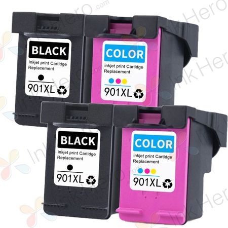 Pack de 4 HP 901XL cartuchos de tinta compatibles alta capacidad (Ink Hero)