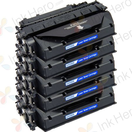 Pack de 5 HP 80X (CF280X) toner compatibles alta capacidad negro (Ink Hero)