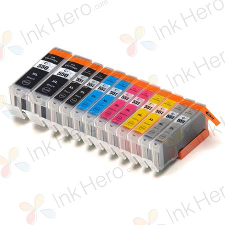 Pack de 12 Canon PGI-550XL & CLI-551XL cartuchos de tinta compatibles alta capacidad (Ink Hero)