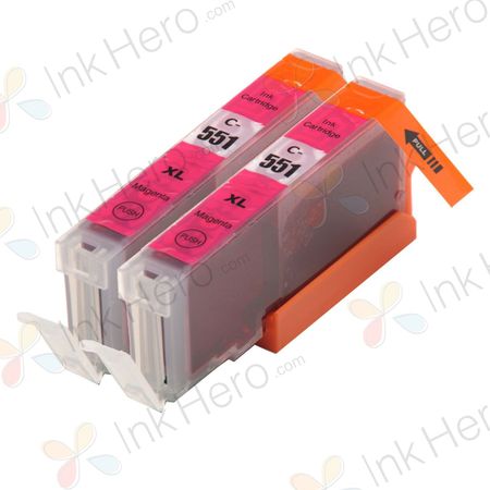 Pack de 2 Canon CLI-551XL cartuchos de tinta compatibles alta capacidad magenta (Ink Hero)