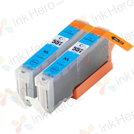 Pack de 2 Canon CLI-551XL cartuchos de tinta compatibles alta capacidad cyan (Ink Hero)