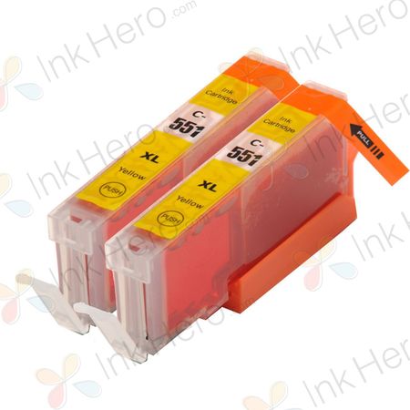 Pack de 2 Canon CLI-551XL cartuchos de tinta compatibles alta capacidad amarillo (Ink Hero)