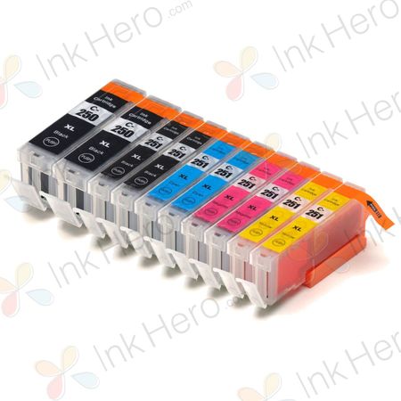 Pack de 10 Canon PGI-550XL & CLI-551XL cartuchos de tinta compatibles alta capacidad (Ink Hero)