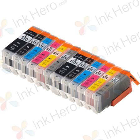 Pack de 12 Canon PGI-570XL & CLI-571XL cartuchos de tinta compatibles alta capacidad (Ink Hero)