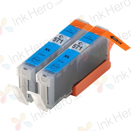 Pack de 2 Canon CLI-571XL cartuchos de tinta compatibles alta capacidad cyan (Ink Hero)