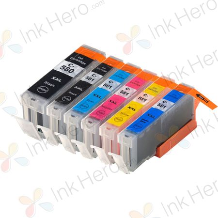 Pack de 6 Canon PGI-580XXL & CLI-581XXL cartuchos de tinta compatibles super alta capacidad (Ink Hero)