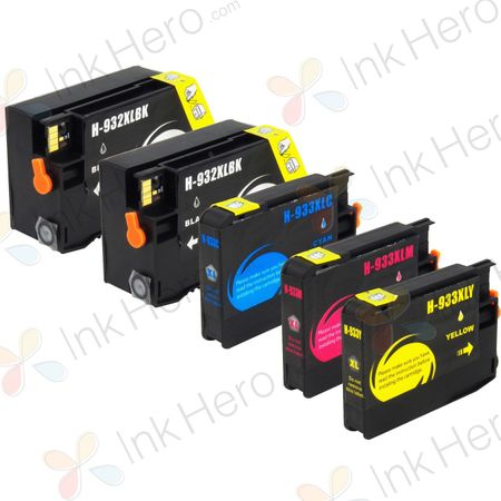 Pack de 5 HP 932XL & 933XL cartuchos de tinta compatibles alta capacidad (Ink Hero)