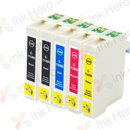 Pack de 5 Epson T0715 cartuchos de tinta compatibles (Ink Hero)