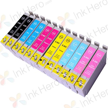 Pack de 12 Epson T0807 cartuchos de tinta compatibles (Ink Hero)