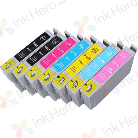 Pack de 7 Epson T0807 cartuchos de tinta compatibles (Ink Hero)