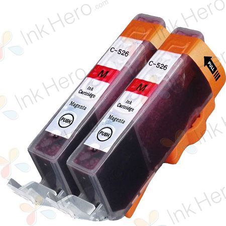 Pack de 2 Canon CLI-526M cartuchos de tinta compatibles magenta (Ink Hero)