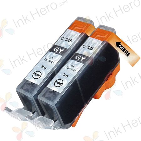 Pack de 2 Canon CLI-526GY cartuchos de tinta compatibles gris (Ink Hero)