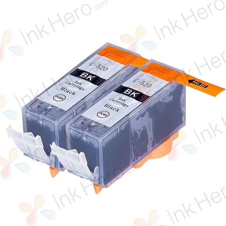 Pack de 2 Canon PGI-520BK cartuchos de tinta compatibles pigmento negro (Ink Hero)