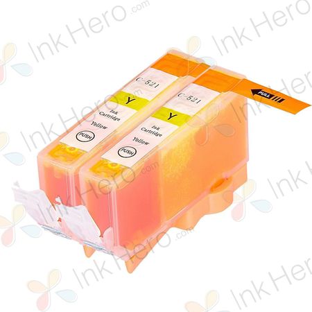 Pack de 2 Canon CLI-521Y cartuchos de tinta compatibles amarillo (Ink Hero)