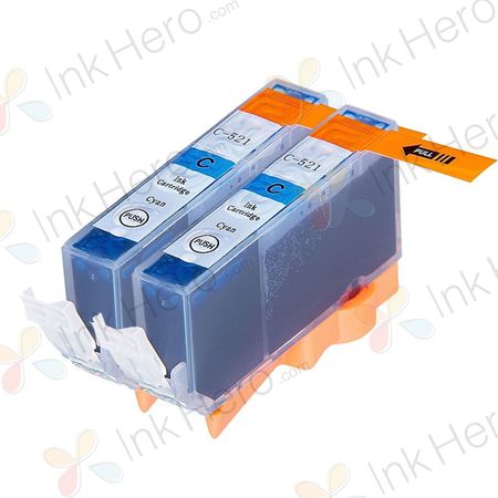 Pack de 2 Canon CLI-521C cartuchos de tinta compatibles cyan (Ink Hero)