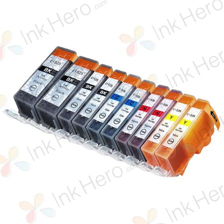 Pack de 10 Canon PGI-525 & CLI-526 cartuchos de tinta compatibles (Ink Hero)