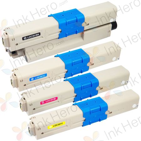 Pack de 4 Oki C301, C321 toner compatibles (Ink Hero)