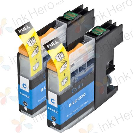 Pack de 2 Brother LC123 (LC121) cartuchos de tinta compatibles alta capacidad cyan (Ink Hero)