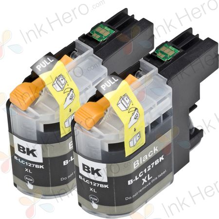 Pack de 2 Brother LC127BK cartuchos de tinta compatibles super alta capacidad negro (Ink Hero)