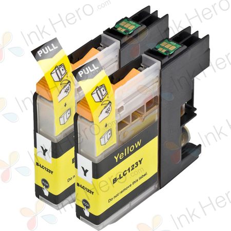 Pack de 2 Brother LC123 (LC121) cartuchos de tinta compatibles alta capacidad amarillo (Ink Hero)