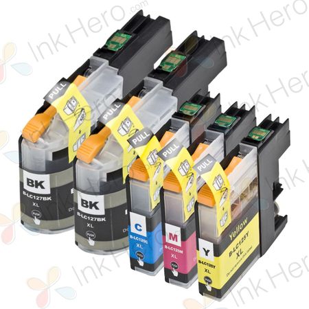 Pack de 5 Brother LC127 & LC125 cartuchos de tinta compatibles super alta capacidad (Ink Hero)