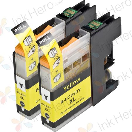 Pack de 2 Brother LC223 (LC221) cartuchos de tinta compatibles alta capacidad amarillo (Ink Hero)