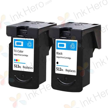 Pack de 2 Canon PG-512 & CLI-513 cartuchos de tinta compatibles (Ink Hero)